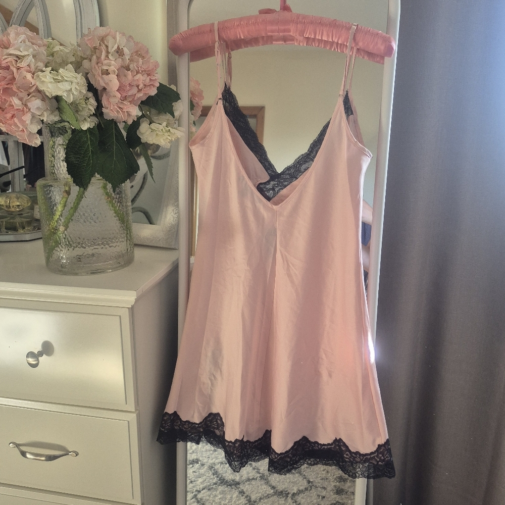 ANN SUMMERS Selena Lace Trim Satin Chemise In Blush Sz 10 ***Has Deffect - Picture 5 of 10